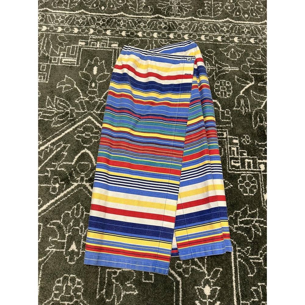 Susan Bristol Skirt Womens 6 Wrap Midi Button Striped Cotton Made in USA